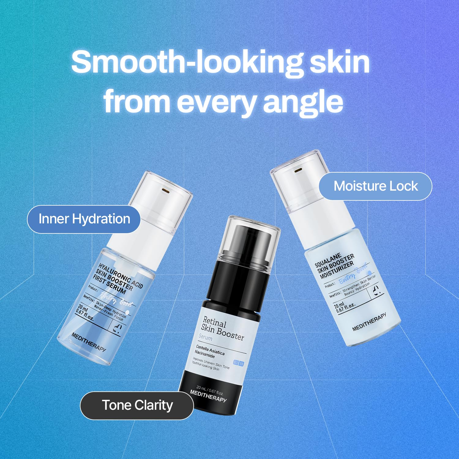 3-Step Korean Glass Skin Trio โ Retinal, Hyaluronic Acid & Squalane Moisturizer - Image 5